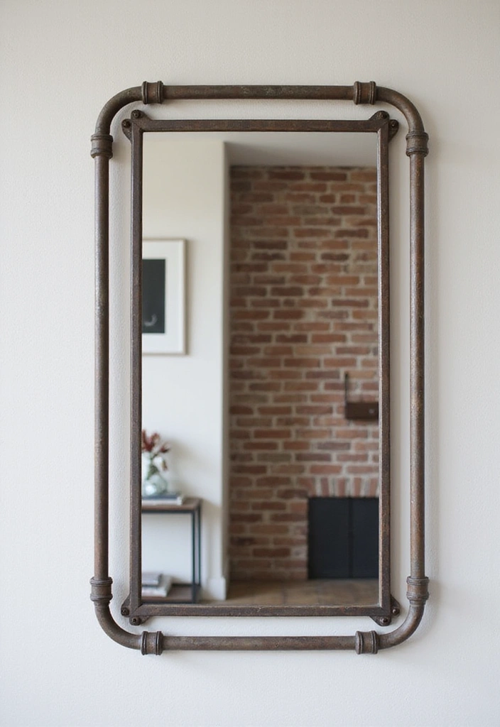 18 DIY Entryway Mirror Ideas That'll Make Your Guests Go WOW! - 7. Industrial Pipe Mirror