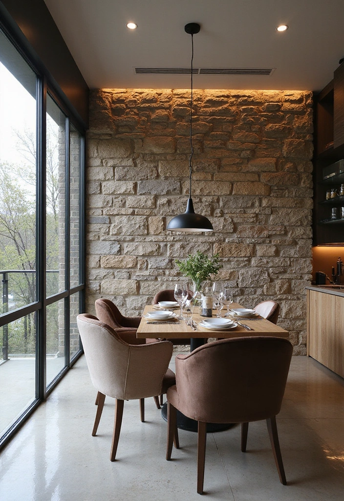 18 Luxury Stone Wall Ideas That Will Make Your Home Feel Like a Million Bucks! - 6. Chic Stone and Glass Combo