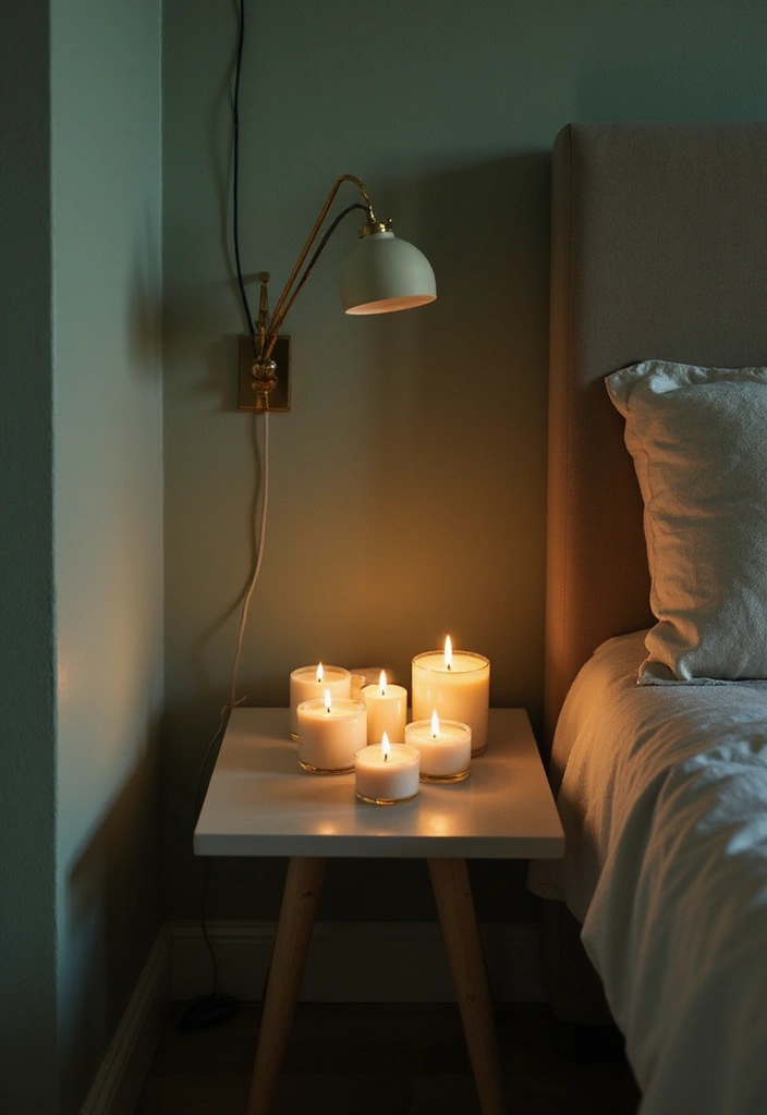 18 Sage Green Bedroom Lighting Ideas That'll Set the Perfect Mood (Don't Miss #5!) - 14. Candlelight Accents