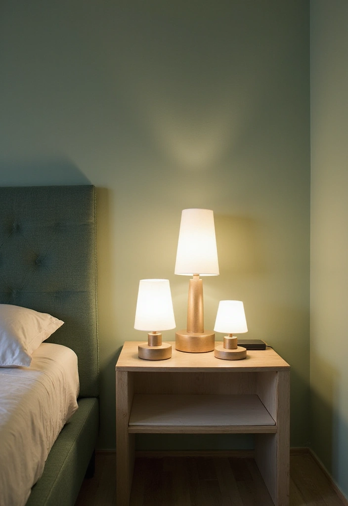 18 Sage Green Bedroom Lighting Ideas That'll Set the Perfect Mood (Don't Miss #5!) - 4. Layered Table Lamps