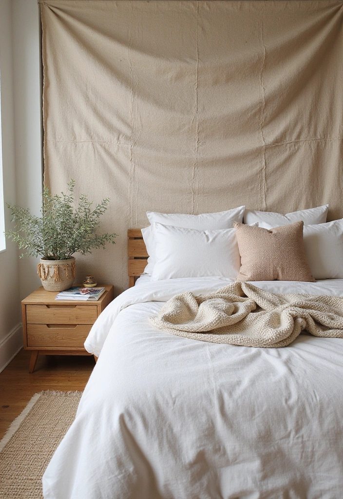 19 Artistic Bedroom Accent Wall Ideas That Showcase Your Unique Style and Personality! - 11. DIY Fabric Wall