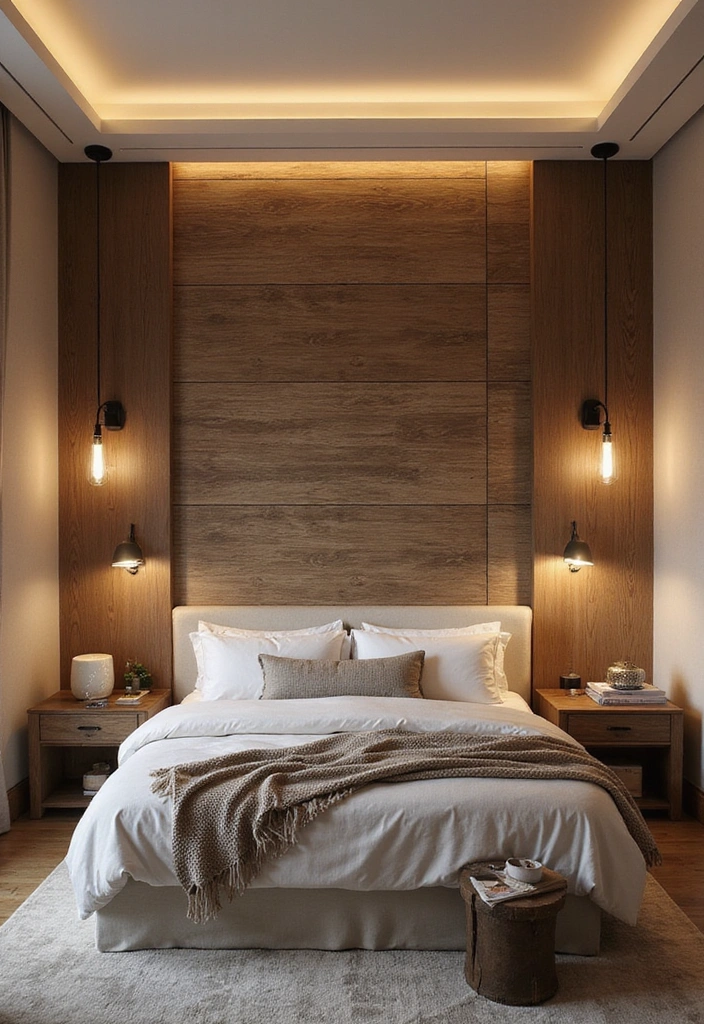 19 Artistic Bedroom Accent Wall Ideas That Showcase Your Unique Style and Personality! - 3. Textured Wood Panels