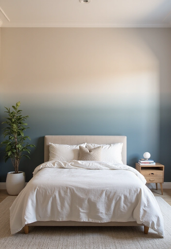 19 Artistic Bedroom Accent Wall Ideas That Showcase Your Unique Style and Personality! - 4. Dreamy Ombre Effects