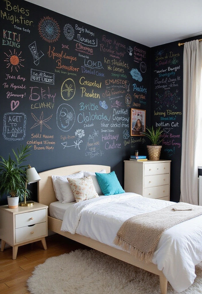19 Artistic Bedroom Accent Wall Ideas That Showcase Your Unique Style and Personality! - 6. Chalkboard Paint Wall