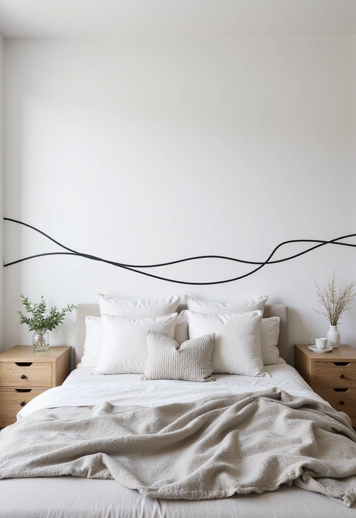 19 Artistic Bedroom Accent Wall Ideas That Showcase Your Unique Style and Personality! - 9. Minimalist Line Art