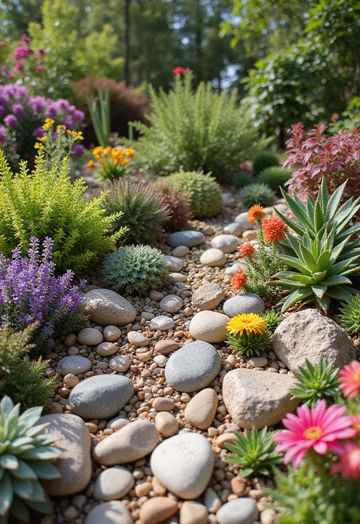 19 Beautiful Low-Maintenance Rock Garden Ideas for Busy Homeowners (You’ll Want #6!) - 5. Vibrant Color Palette
