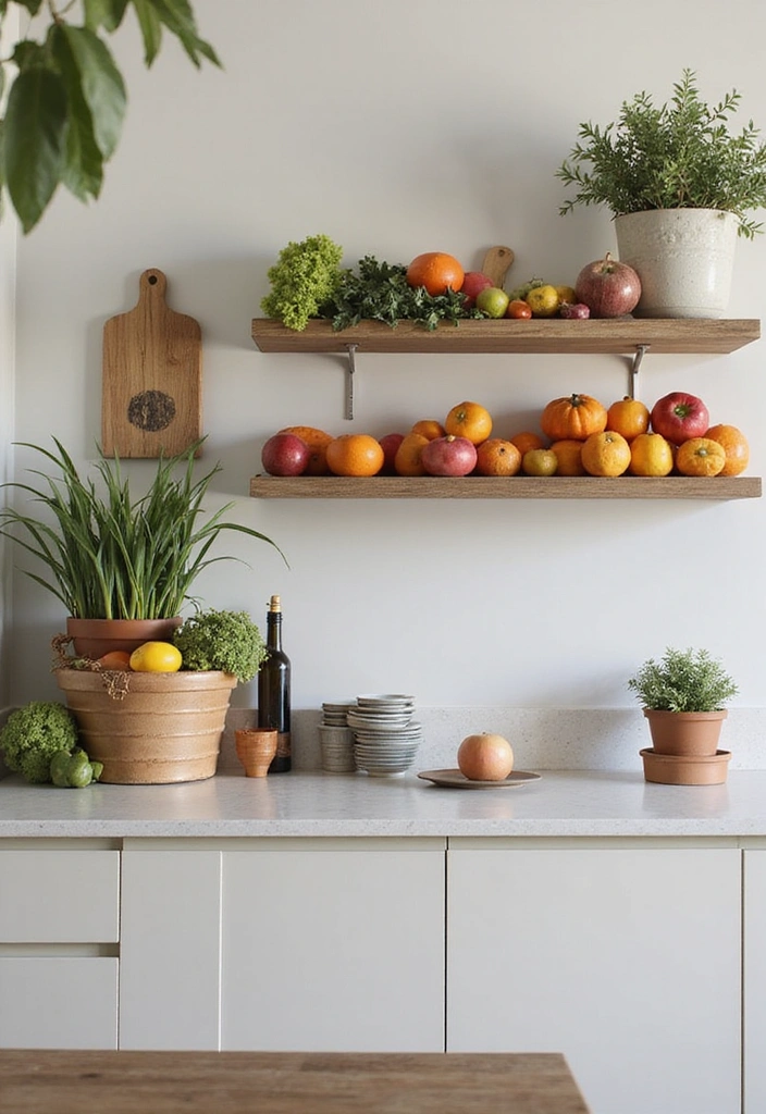 19 DIY Homemade Storage Solutions for Fruits and Vegetables (You Can Make Today!) - 13. Floating Shelves for Produce Display