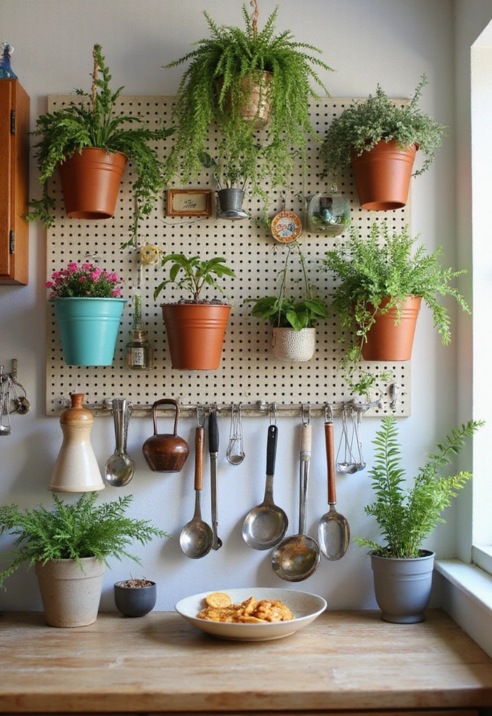 19 DIY Homemade Storage Solutions for Fruits and Vegetables (You Can Make Today!) - 4. Pegboard Wall Organizer