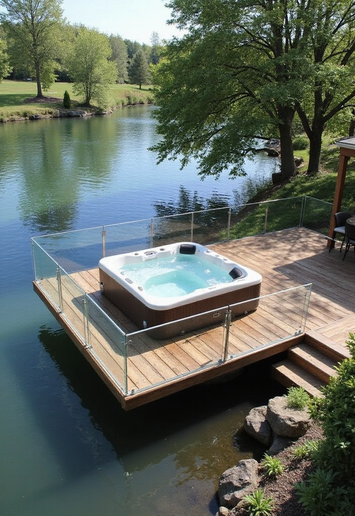 19 Modern Hot Tub Patios That Redefine Outdoor Luxury! - 13. Floating Deck Paradise