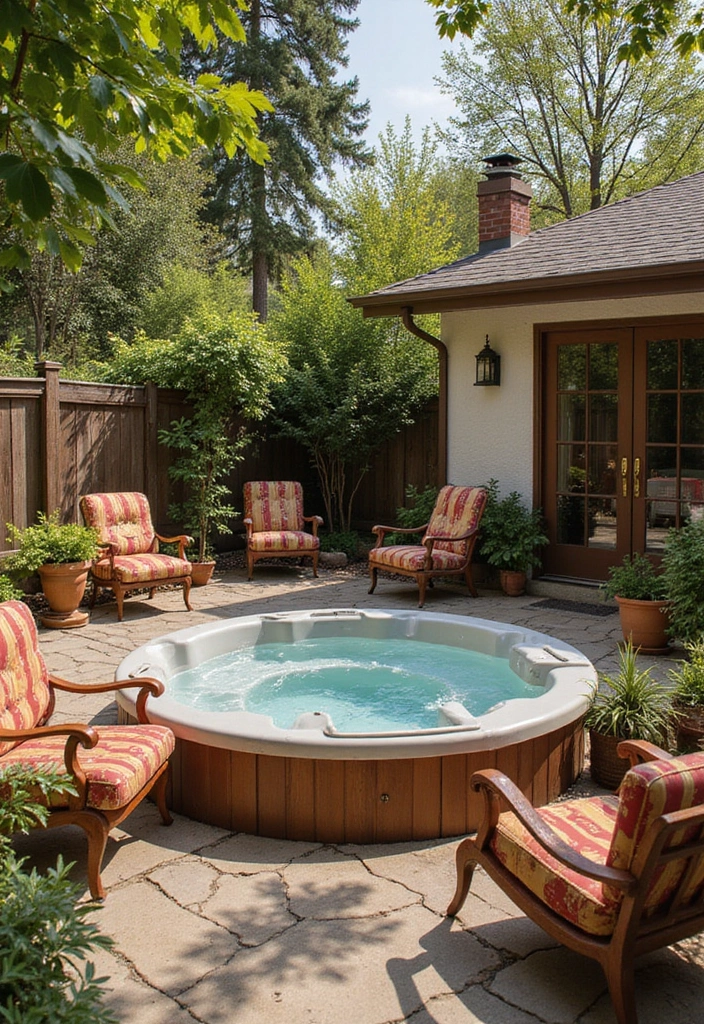19 Modern Hot Tub Patios That Redefine Outdoor Luxury! - 19. Vintage Charm