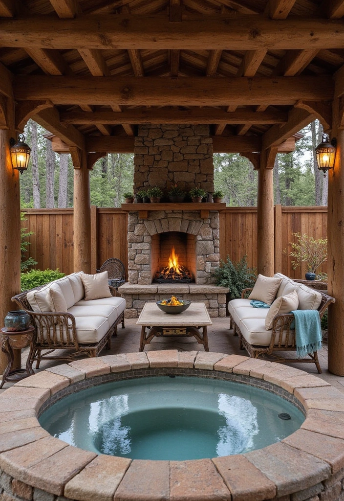 19 Modern Hot Tub Patios That Redefine Outdoor Luxury! - 3. Rustic Lodge Vibes