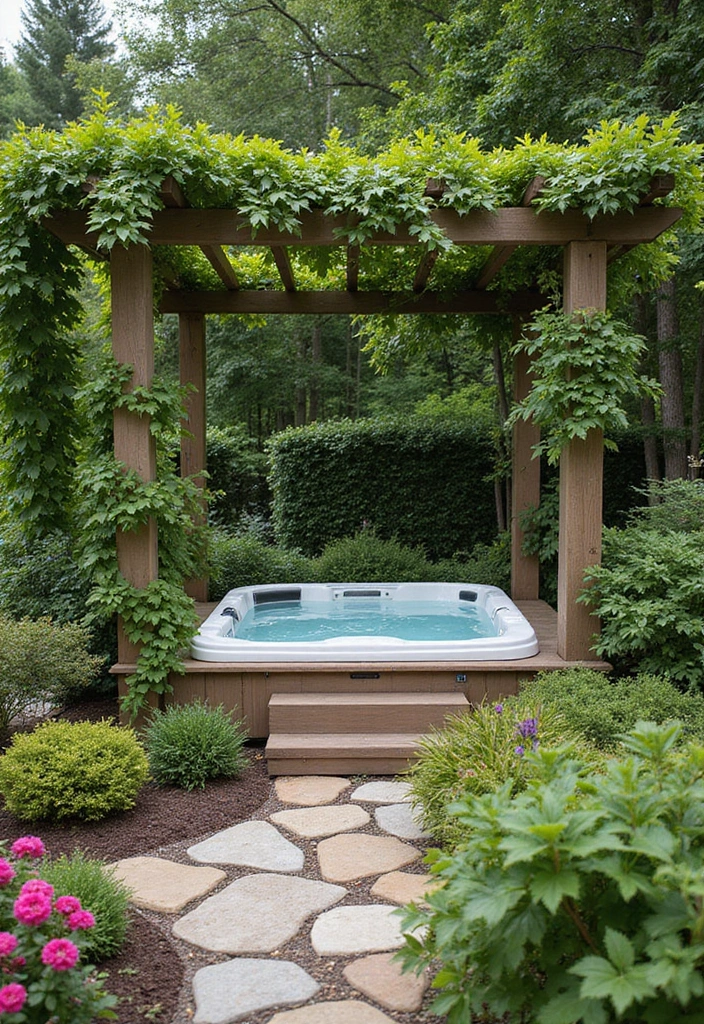 19 Modern Hot Tub Patios That Redefine Outdoor Luxury! - 5. Elegant Garden Oasis