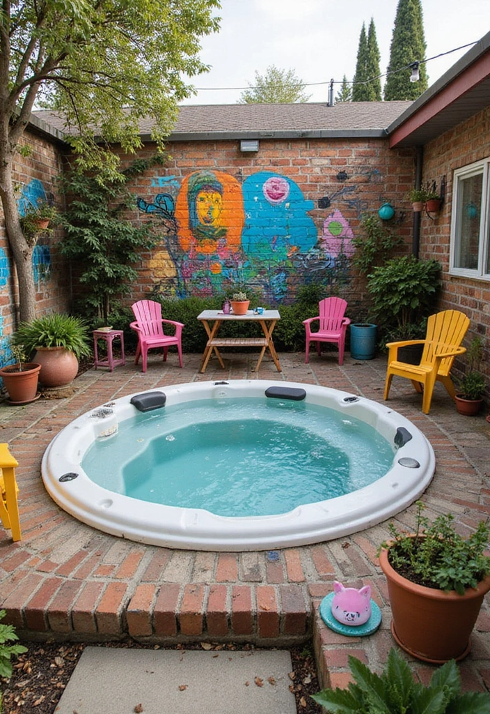 19 Modern Hot Tub Patios That Redefine Outdoor Luxury! - 9. Artistic Expression