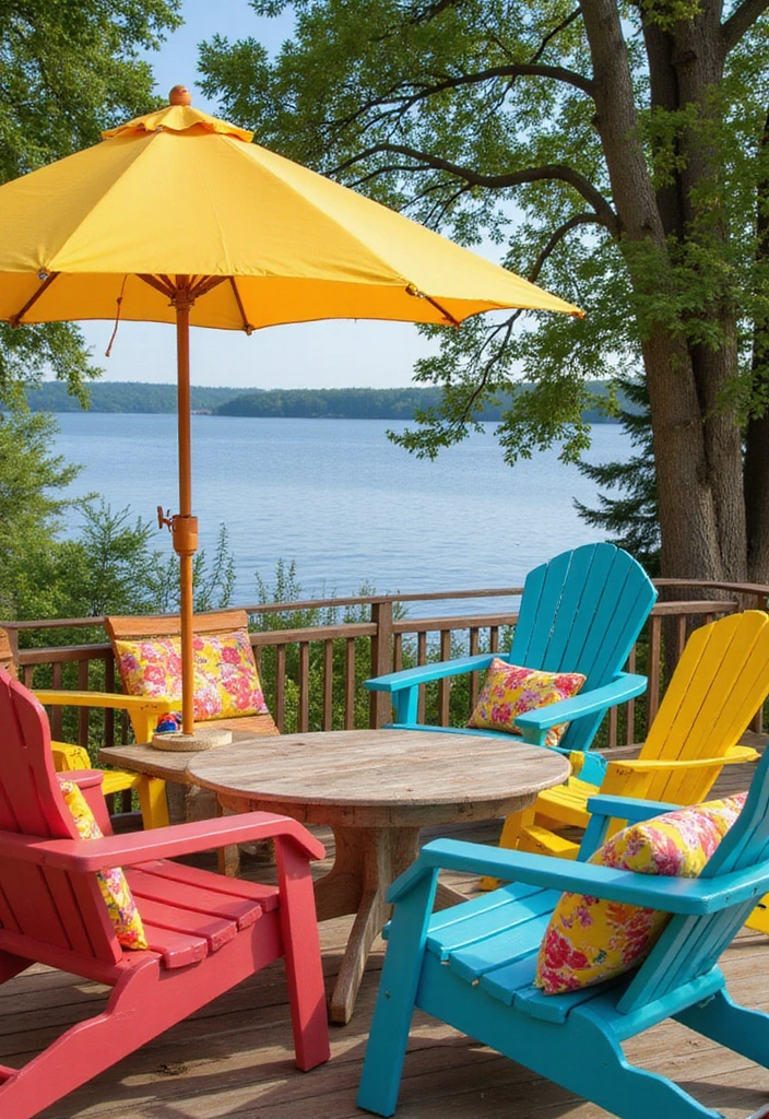 19 Stylish Lake House Furniture Ideas That are Both Functional and Fabulous! - 9. Colorful Outdoor Furniture