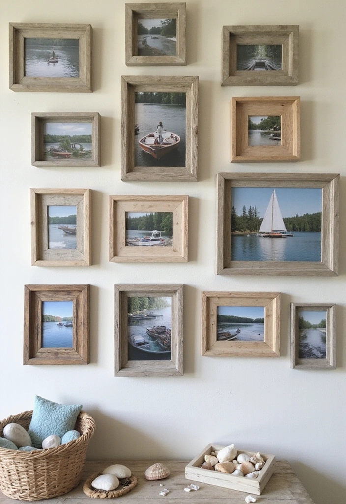20 Easy DIY Lake House Decor Projects That'll Add a Personal Touch (You Won't Believe #10!) - 14. Rustic Photo Frame Displays