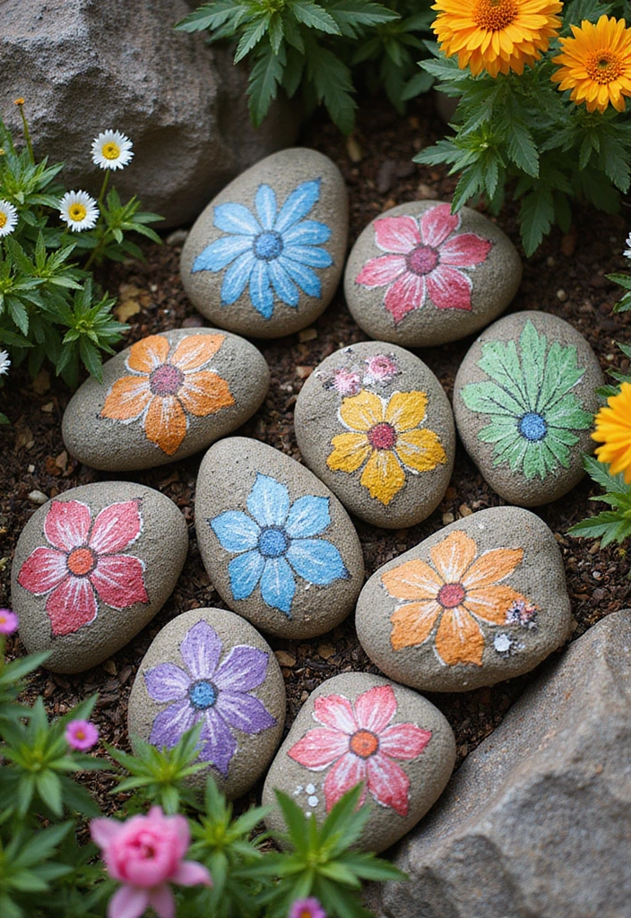 20 Easy DIY Lake House Decor Projects That'll Add a Personal Touch (You Won't Believe #10!) - 5. Hand-Painted Rocks for Garden Decor