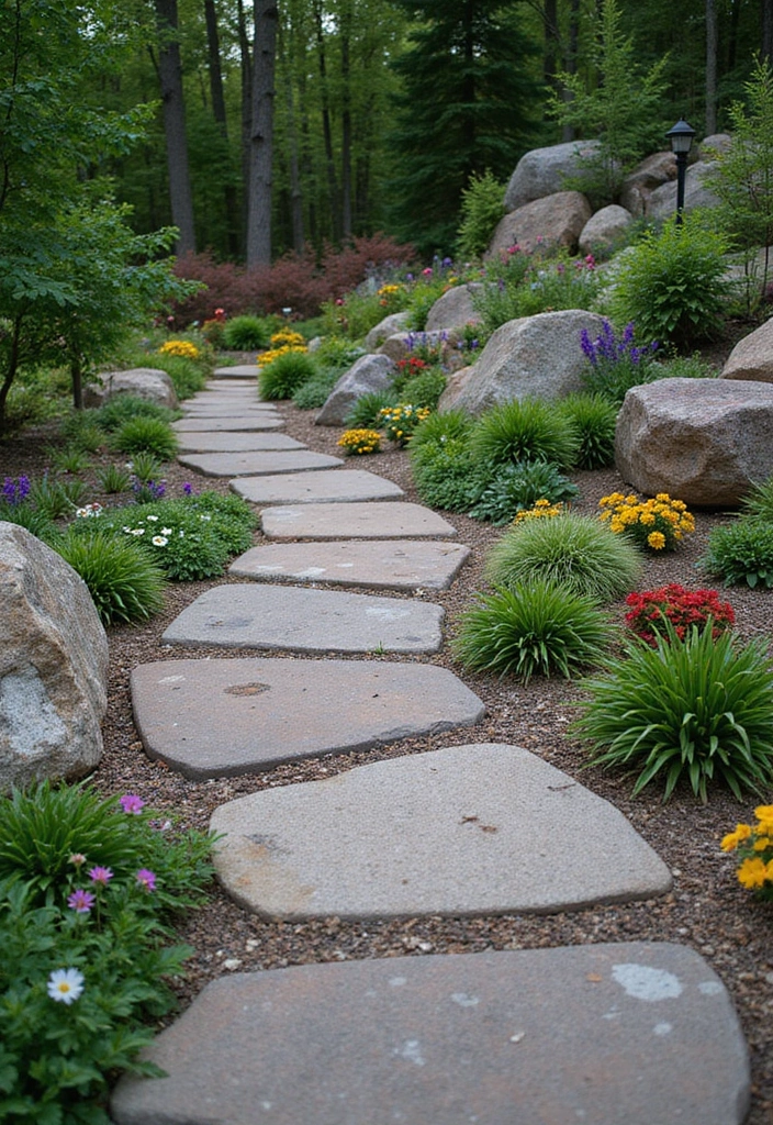 20 Rock Garden Ideas That Will Transform Your Backyard Into a Stunning Oasis! - 1. Rustic Stone Pathways