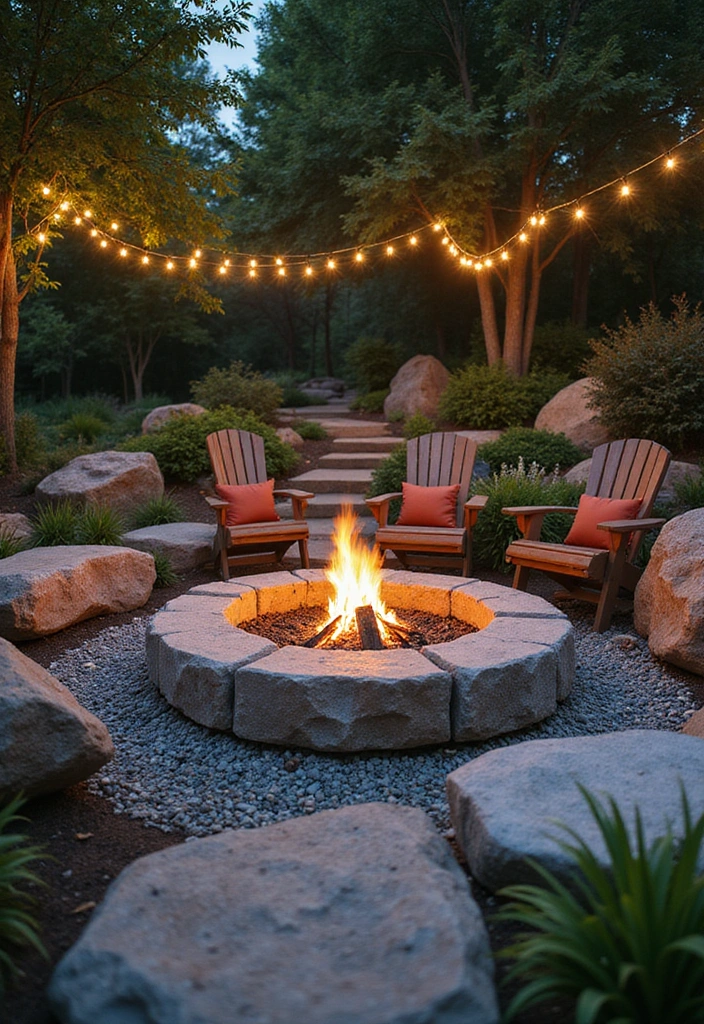 20 Rock Garden Ideas That Will Transform Your Backyard Into a Stunning Oasis! - 16. Cozy Rock Fire Pits