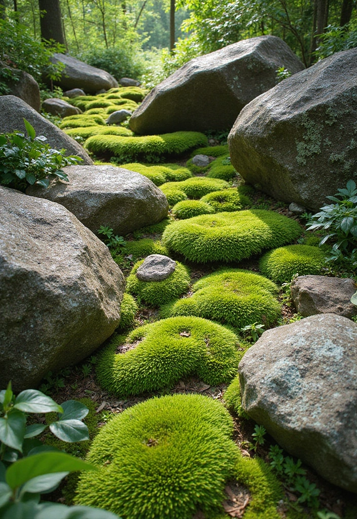 20 Rock Garden Ideas That Will Transform Your Backyard Into a Stunning Oasis! - 17. Rock Garden with Moss and Lichens