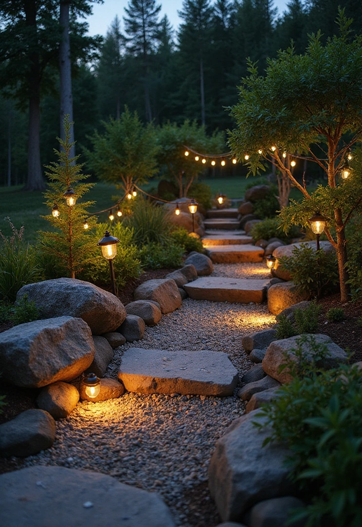 20 Rock Garden Ideas That Will Transform Your Backyard Into a Stunning Oasis! - 19. Integrated Lighting in Rock Gardens