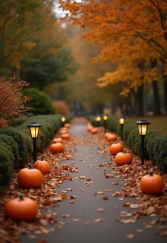 21 Creative Pumpkin Decorations for Your Fall House Exterior (You Won’t Believe #14!) - 17. Pumpkin Pathway Markers