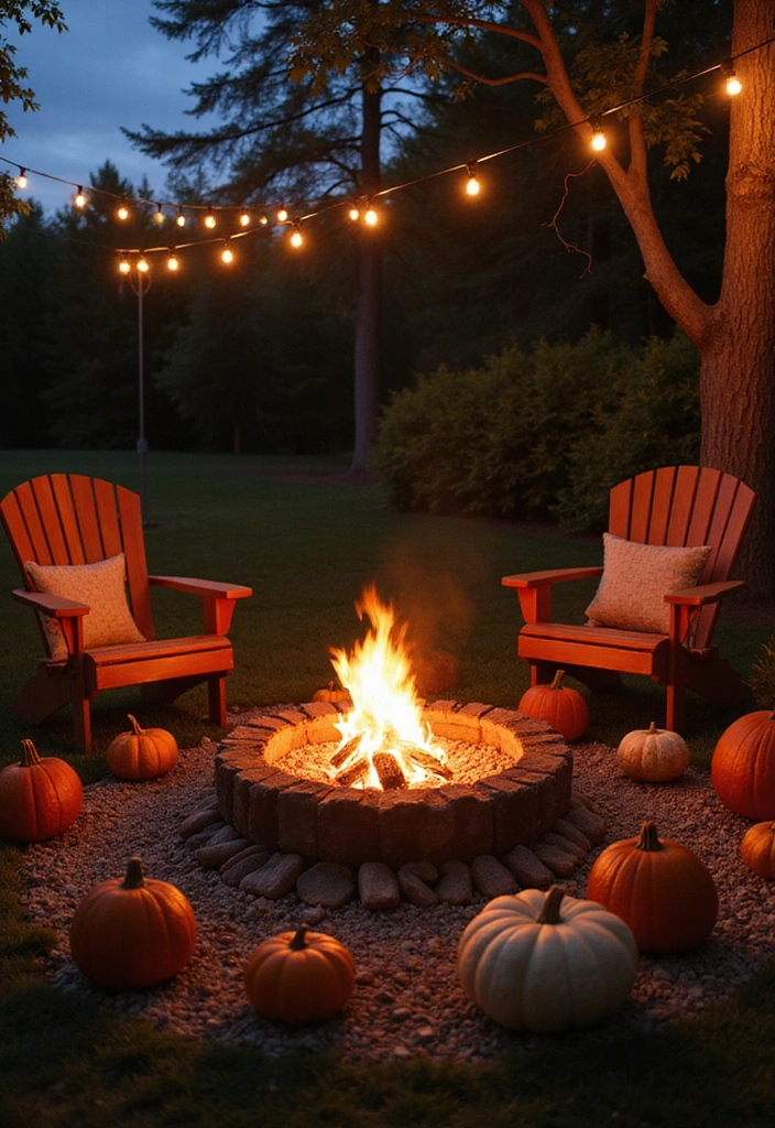 21 Creative Pumpkin Decorations for Your Fall House Exterior (You Won’t Believe #14!) - 20. Pumpkin Fire Pit Area