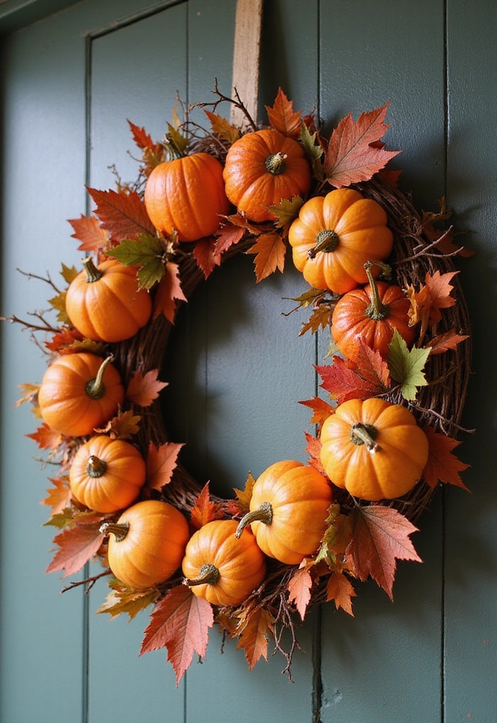 21 Creative Pumpkin Decorations for Your Fall House Exterior (You Won’t Believe #14!) - 7. Pumpkin Wreaths