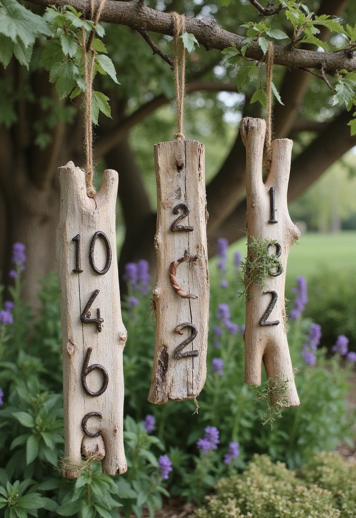 21 DIY House Number Projects That Will Wow Your Guests (You Won't Believe #7!) - 12. Nature-Inspired Hanging Numbers