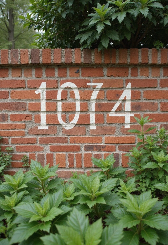 21 DIY House Number Projects That Will Wow Your Guests (You Won't Believe #7!) - 16. Stenciled Brick Numbers
