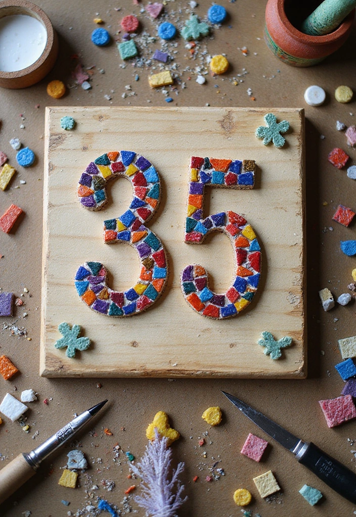 21 DIY House Number Projects That Will Wow Your Guests (You Won't Believe #7!) - 3. Colorful Mosaic Numbers