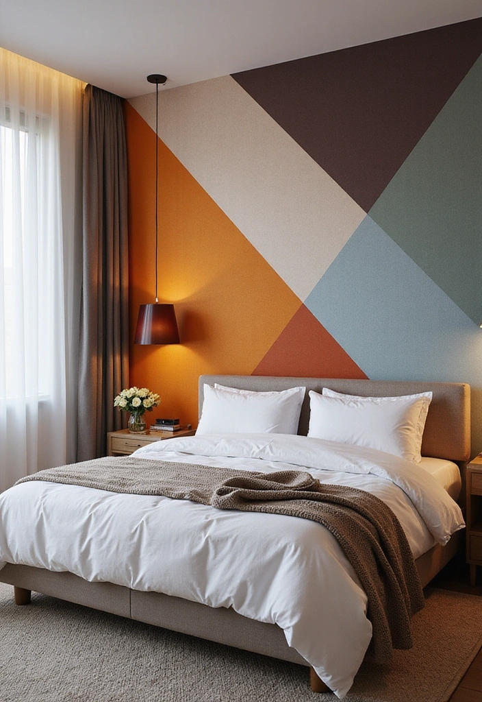 21 Eye-Catching Geometric Bedroom Accent Walls You Need to See to Believe! - 16. Gradient Geometric Patterns