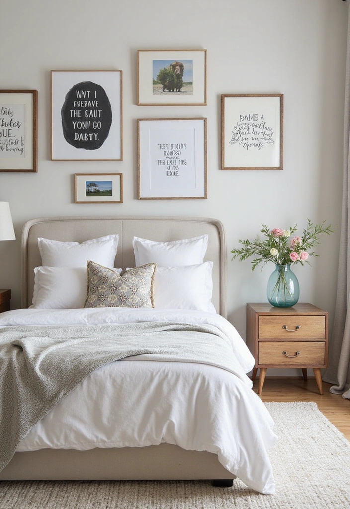 21 Eye-Catching Geometric Bedroom Accent Walls You Need to See to Believe! - 21. Inspirational Quotes in Geometric Frames