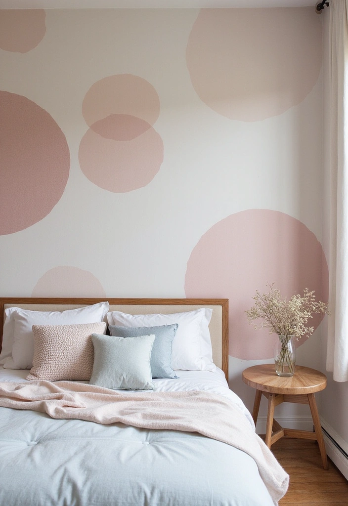 21 Eye-Catching Geometric Bedroom Accent Walls You Need to See to Believe! - 4. Circular Patterns for a Soft Touch