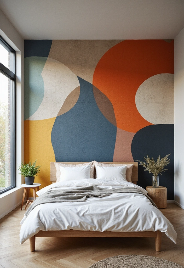 21 Eye-Catching Geometric Bedroom Accent Walls You Need to See to Believe! - 8. Arty Abstract Geometric Shapes