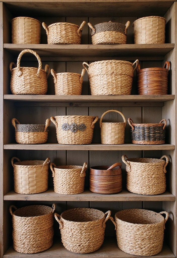 21 Farmhouse Bedroom Shelf Decor Ideas That'll Transform Your Space into a Dreamy Retreat! - 11. Utilizing Baskets for Storage