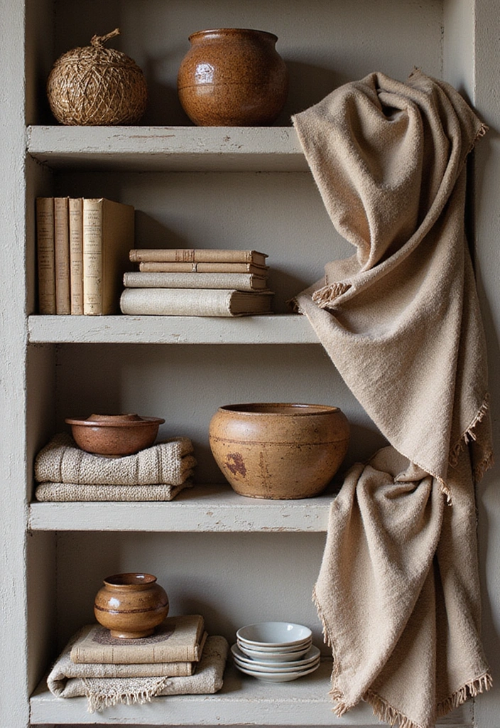 21 Farmhouse Bedroom Shelf Decor Ideas That'll Transform Your Space into a Dreamy Retreat! - 13. Incorporating Textiles