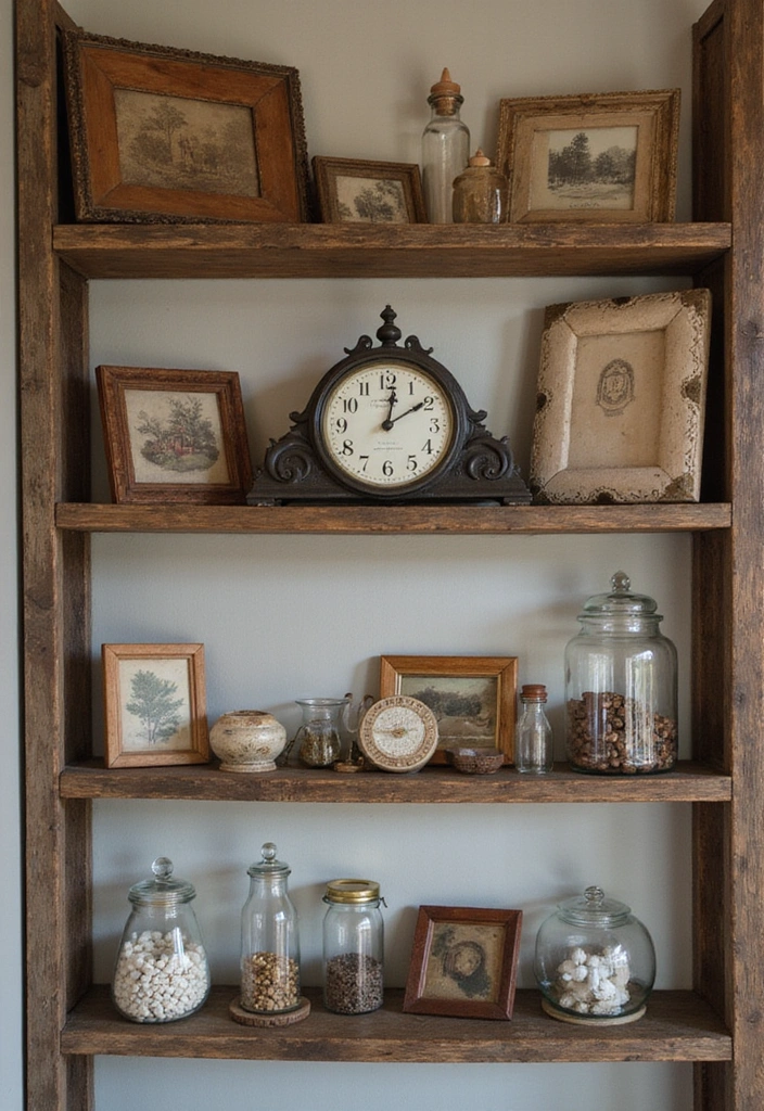 21 Farmhouse Bedroom Shelf Decor Ideas That'll Transform Your Space into a Dreamy Retreat! - 2. Vintage Finds and Antiques