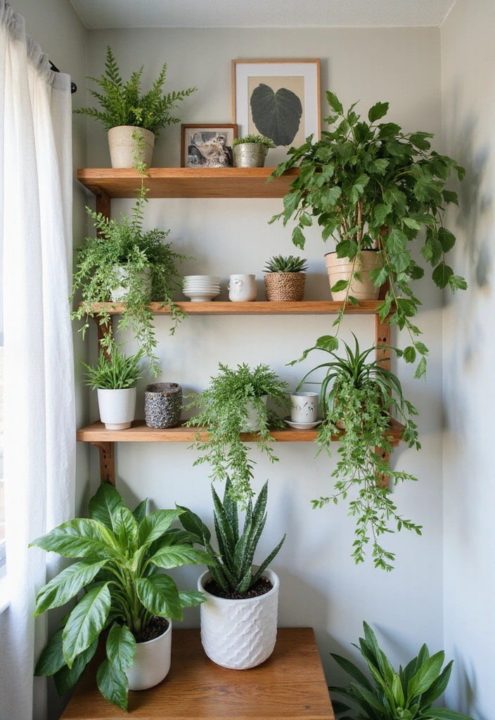 21 Farmhouse Bedroom Shelf Decor Ideas That'll Transform Your Space into a Dreamy Retreat! - 3. Greenery for Fresh Vibes