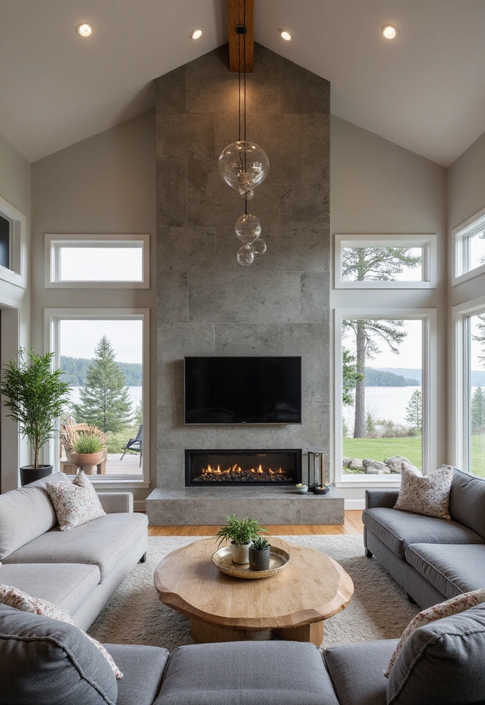 21 Modern Lake House Decor Ideas to Transform Your Space into a Stylish Retreat! - 10. Modern Fireplaces as Focal Points