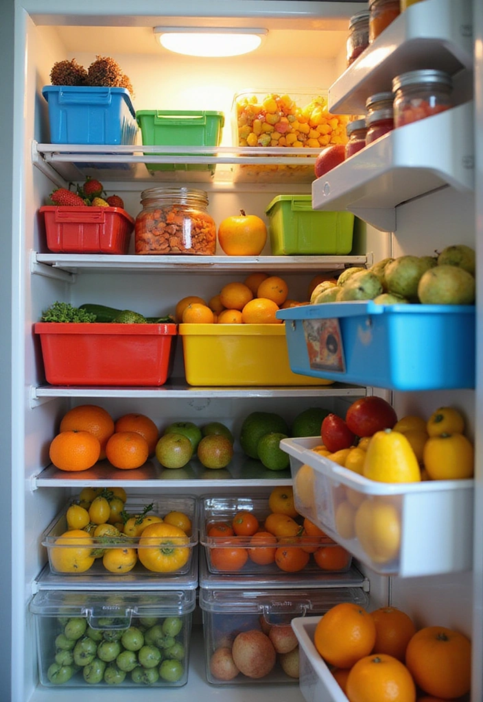 21 Refrigerator Organization Hacks for Fresh Fruits and Veggies (You'll Thank Me Later!) - 15. Color-Coding for Easy Access