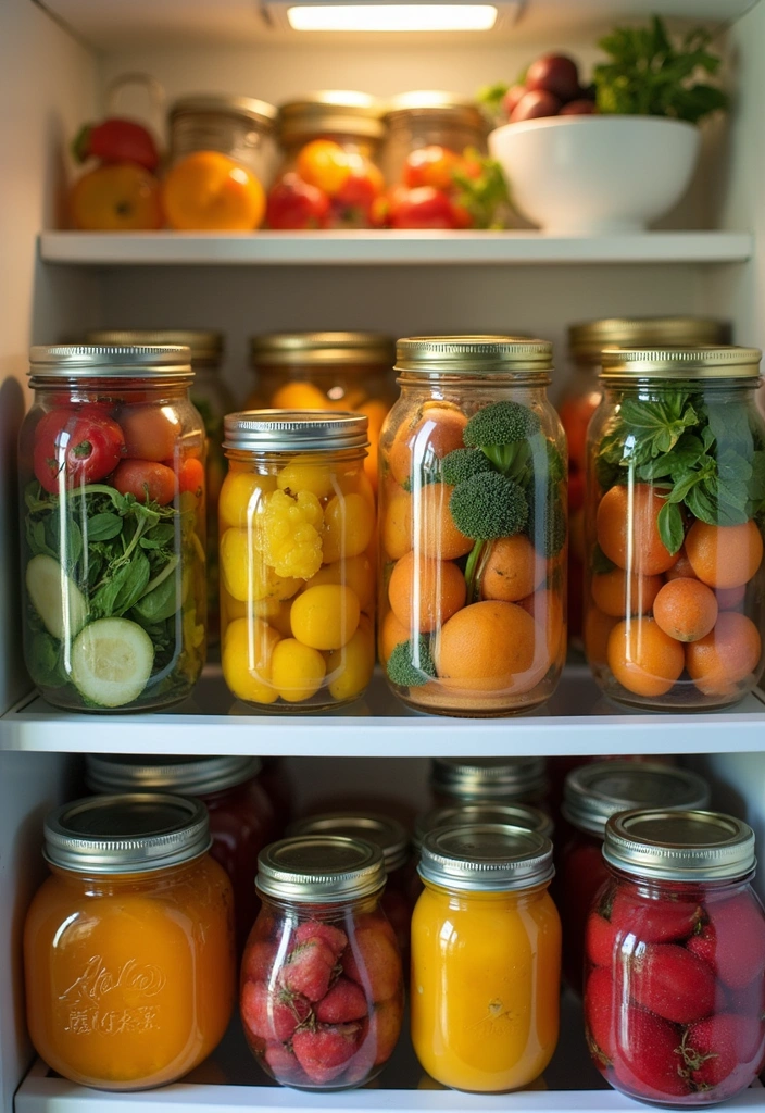 21 Refrigerator Organization Hacks for Fresh Fruits and Veggies (You'll Thank Me Later!) - 16. Repurpose Old Jars