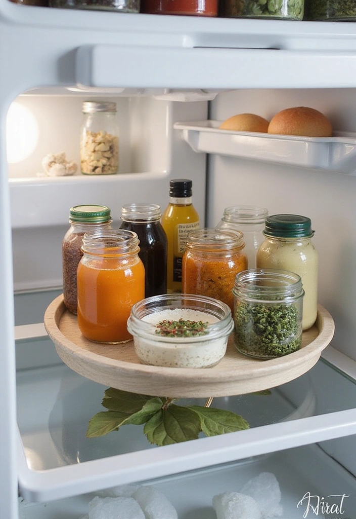 21 Refrigerator Organization Hacks for Fresh Fruits and Veggies (You'll Thank Me Later!) - 9. Use a Lazy Susan