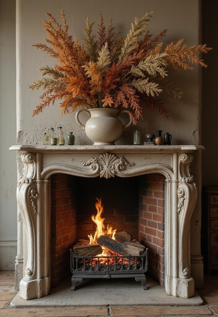 22 Affordable Fall Fireplace Decor Ideas That Look Luxurious (You’ll Love #11!) - 12. Beautiful Dried Flowers