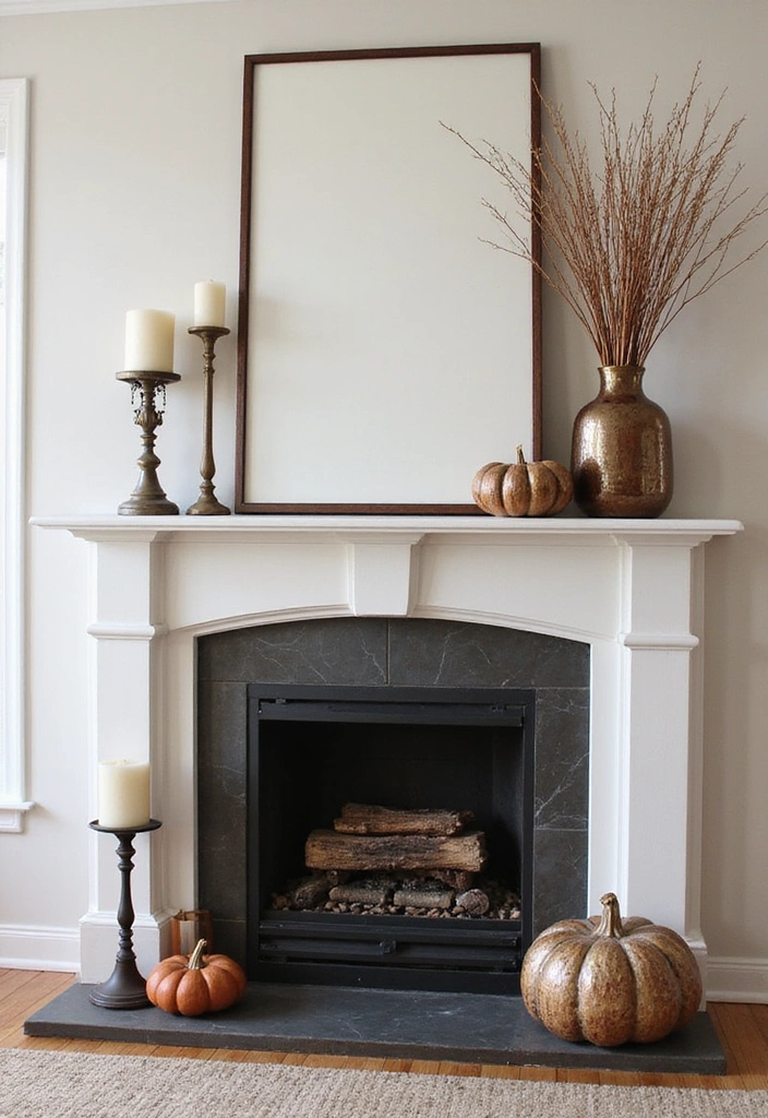 22 Affordable Fall Fireplace Decor Ideas That Look Luxurious (You’ll Love #11!) - 14. Chic Metal Accents