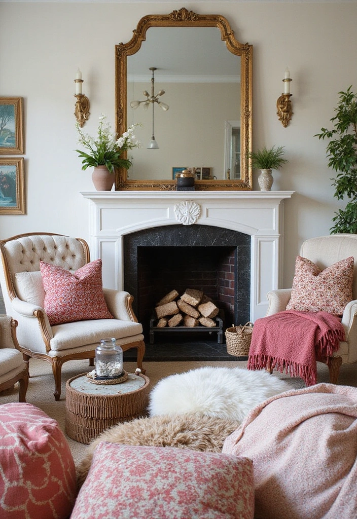 22 Affordable Fall Fireplace Decor Ideas That Look Luxurious (You’ll Love #11!) - 17. Mix and Match Patterns