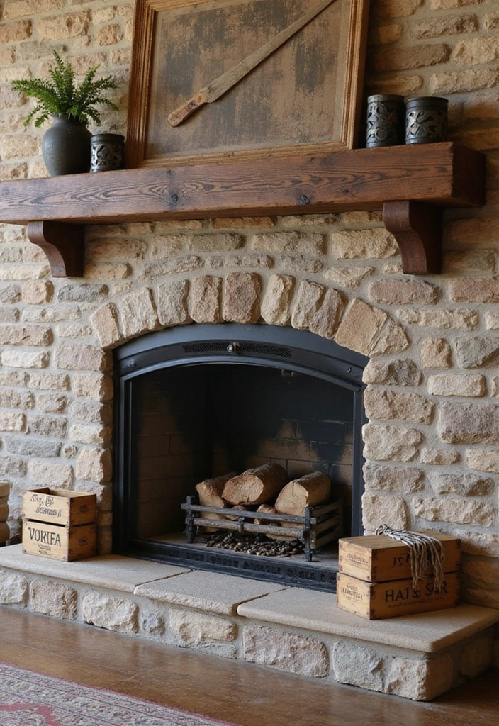 22 Affordable Fall Fireplace Decor Ideas That Look Luxurious (You’ll Love #11!) - 4. Rustic Wooden Accents