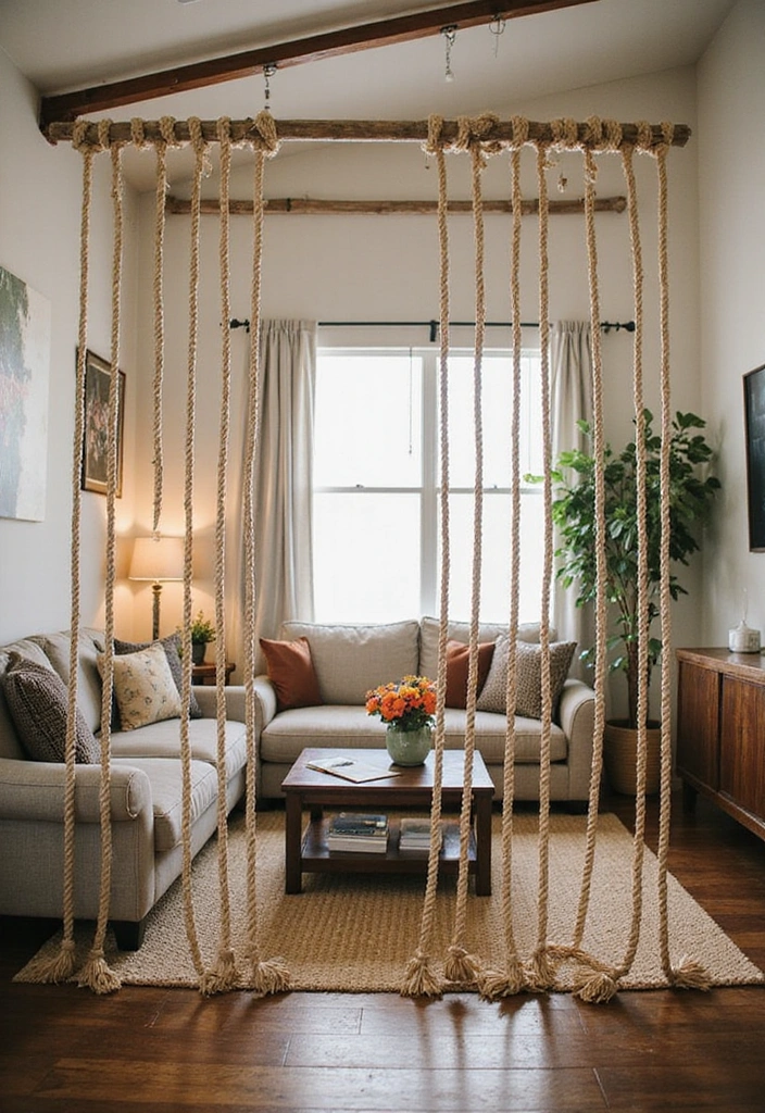 22 Best Room Dividers for Privacy and Style (Your Neighbors Will Be Jealous of #11!) - 14. Rustic Rope Dividers