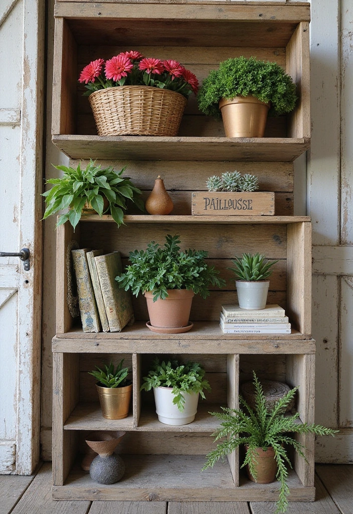 22 DIY Farmhouse Shelf Decor Ideas You Can Create This Weekend (Prepare for #8 to Blow Your Mind!) - 1. Rustic Wood crates