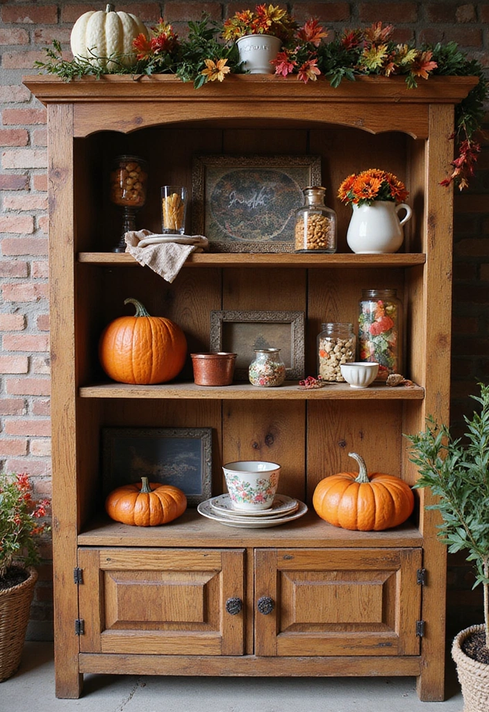 22 DIY Farmhouse Shelf Decor Ideas You Can Create This Weekend (Prepare for #8 to Blow Your Mind!) - 10. Seasonal Decor