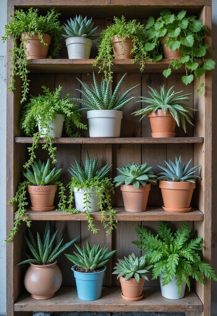 22 DIY Farmhouse Shelf Decor Ideas You Can Create This Weekend (Prepare for #8 to Blow Your Mind!) - 12. A Touch of Greenery